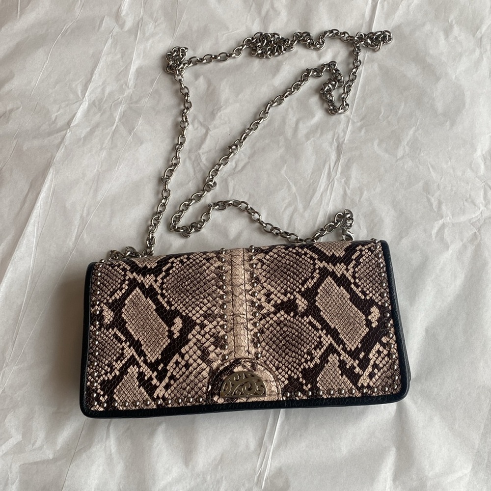 Brighton Pretty Tough "Rockmore" Python Leather Cross-Body Wallet - Picture 6 of 15